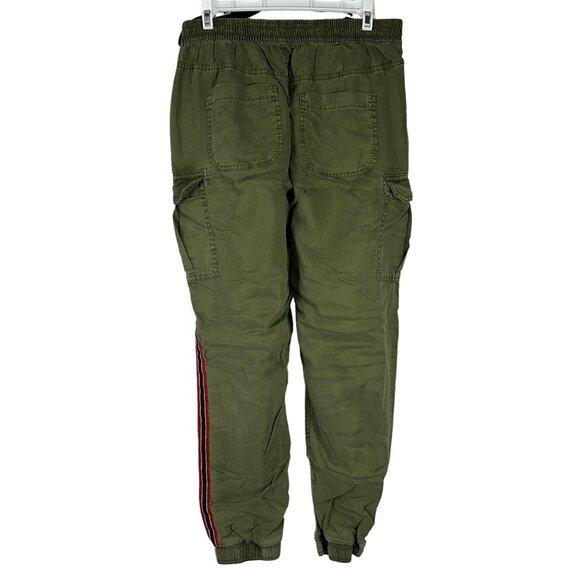 So Green Cargo Jogger Pants Stripe Detail Size Medium Elastic Waist 100% Tencel - Picture 7 of 7